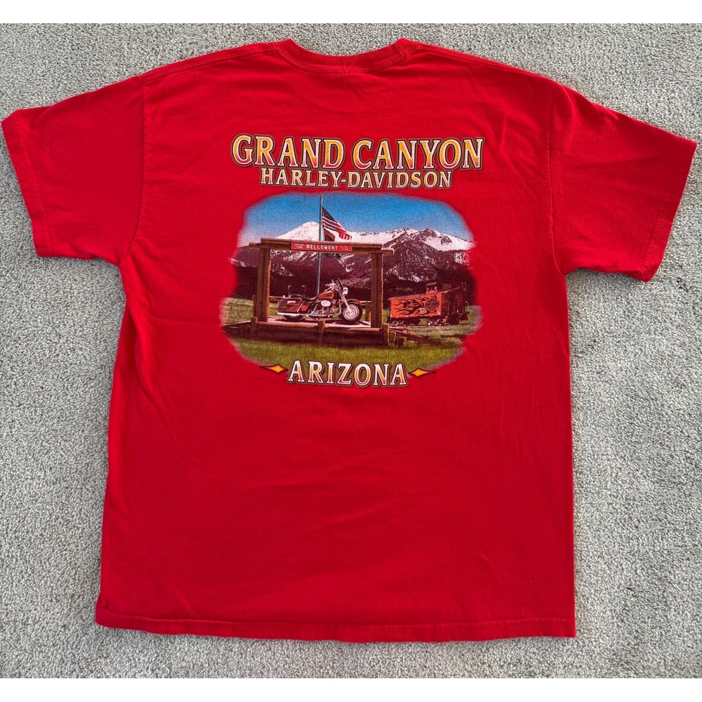 Harley Davidson VTG Grand Canyon Arizona Red T-Shirt Mens XL Hardcore Motorcycle